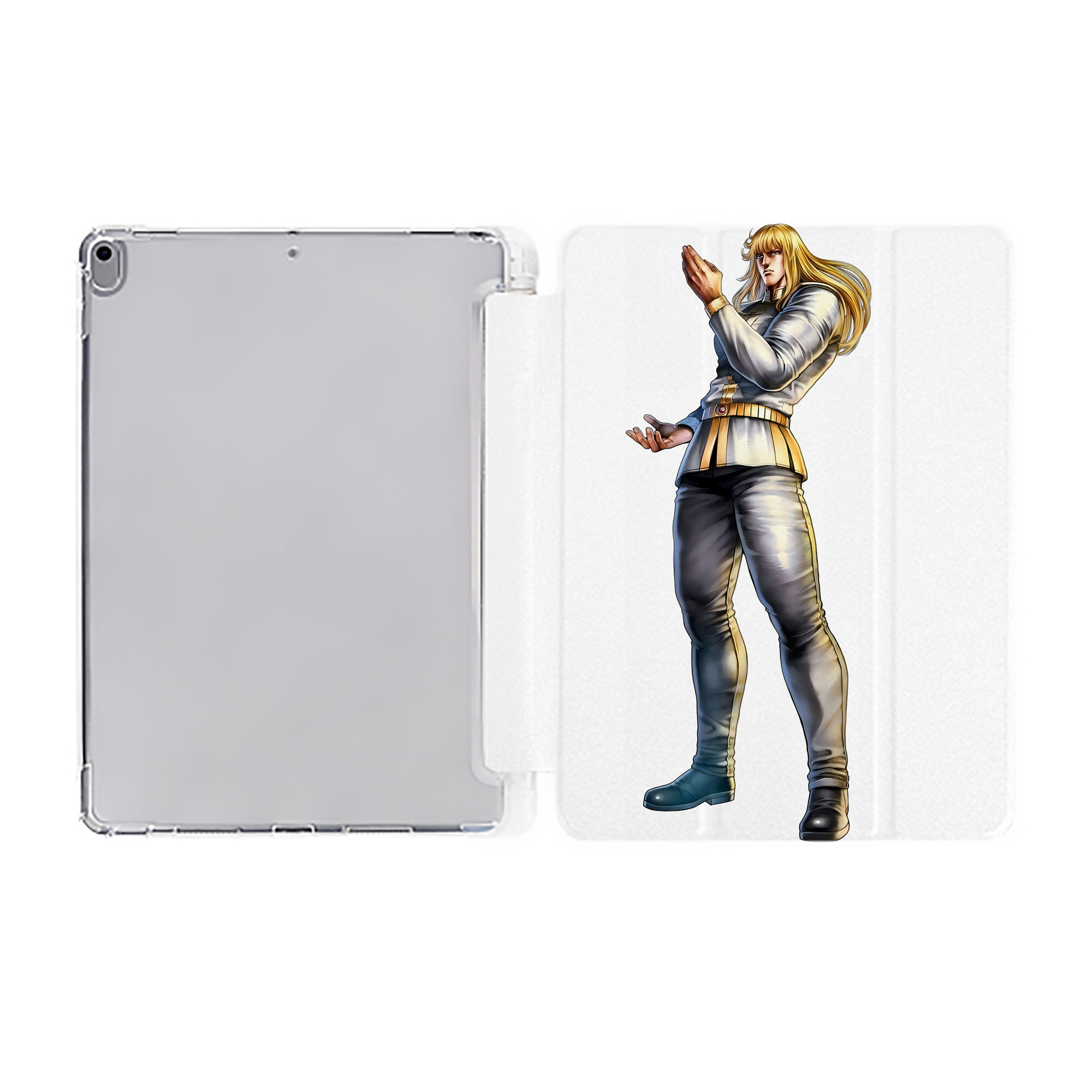 （画像用） 北斗の拳 Fist of the North Star IPad ケース ペン収納付き 三つ折りスタンド PUレザー×シリコン 対応機種9.5/10.5/10.9インチ